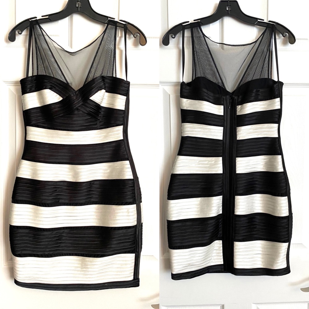 Bcbgmaxazria striped bodycon dress